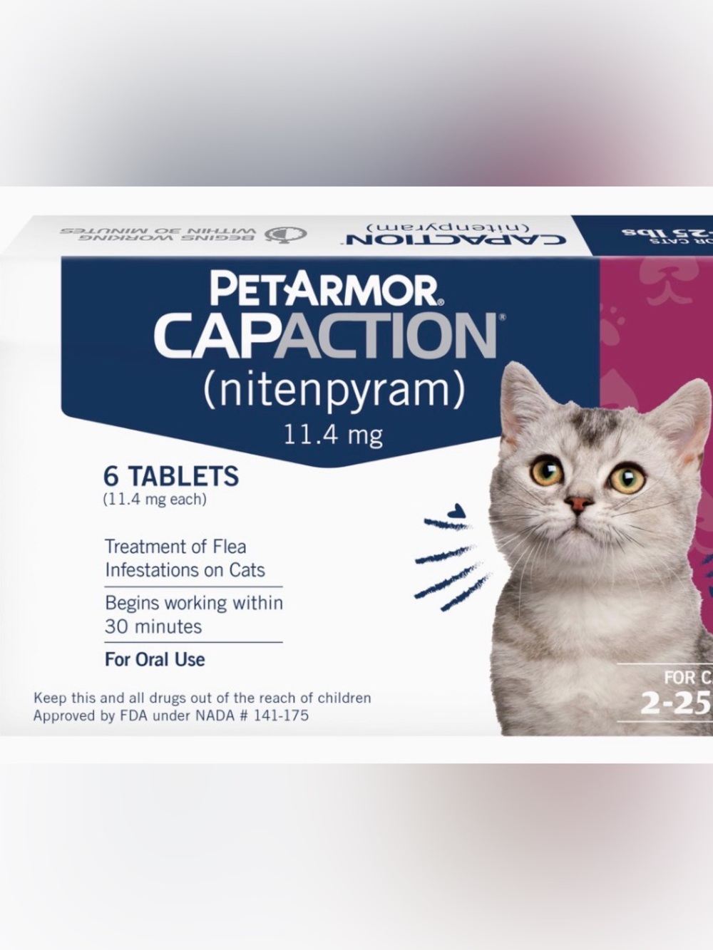 Pet Armor CAPAction (nitenpyram) 11.4 mg Cat Flea Treatment - Exp 2/27